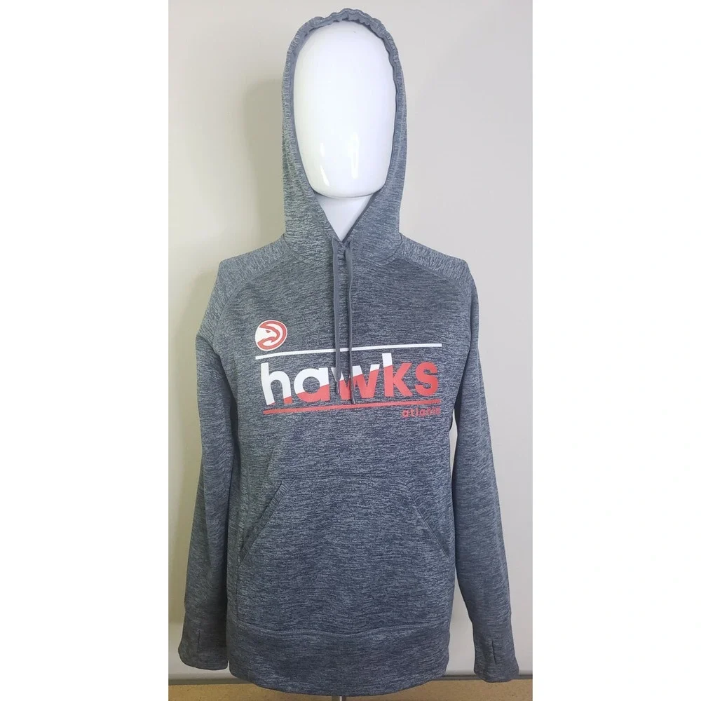 Adidas Atlanta Hawks Activewear Hoodie Size Medium‎ Gray NBA Basketball Pullover